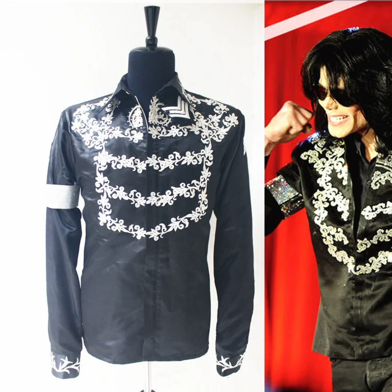 Куртка рубашка с принтом MJ Michael Jackson английская 100% кристаллическая 3 цвета ручная