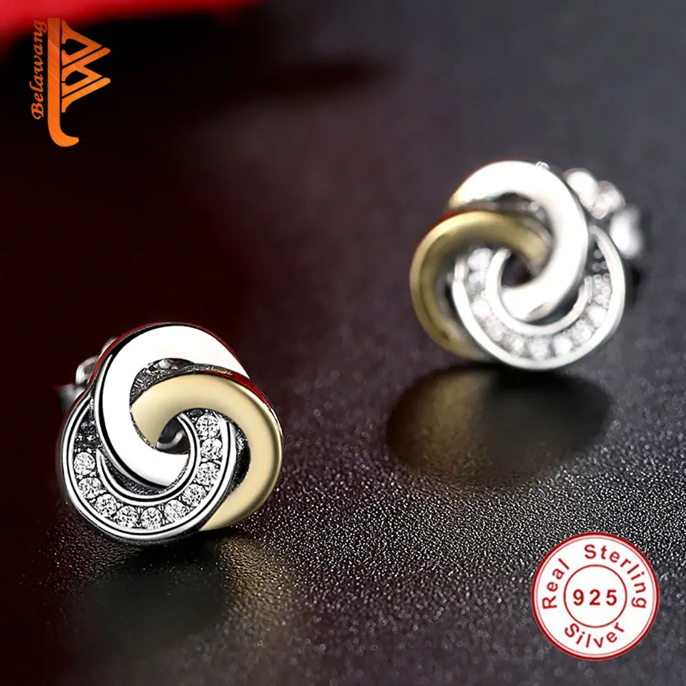 Женские серьги-гвоздики из серебра 925 пробы золотистого цвета | Украшения и