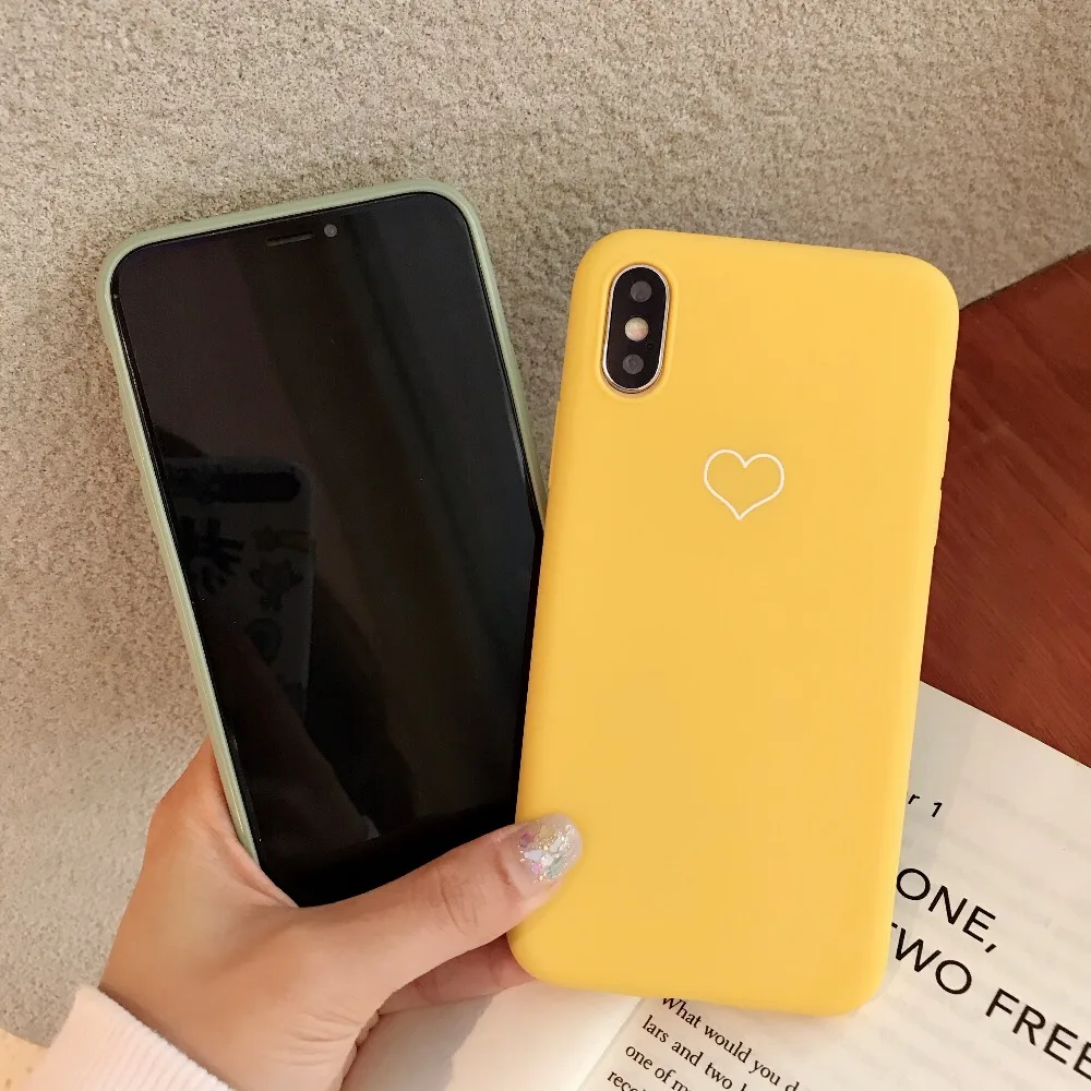 Lover Heart Painted Case for iPhone XS Max Couple For 6s 7 8 Plus Cute Candy Colors X XR Luxury Red Cover |