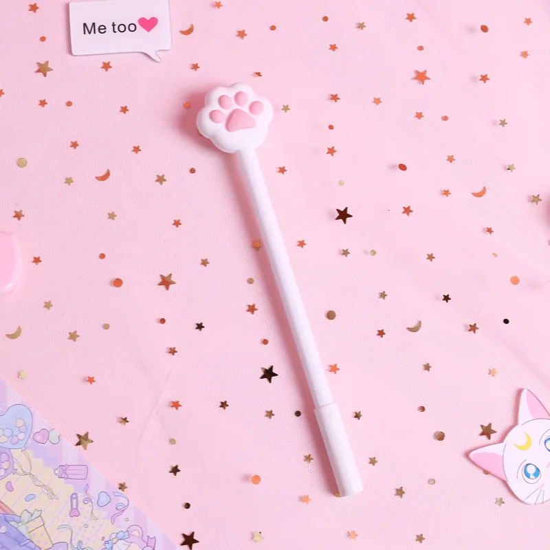 1 шт. гелевые ручки Kawaii cat footprint для письма милые черные чернила ручка подписи