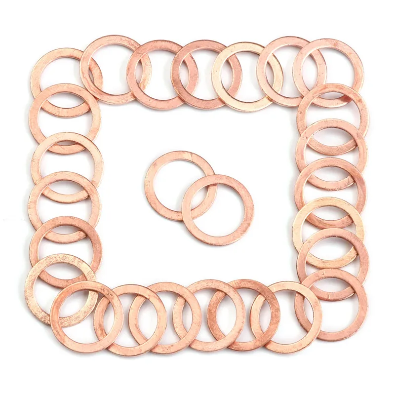 

100Pcs/Set Assorted Copper Washer Solid Gasket 10*14*1mm Kit Sump Plug Oil Seal Tool Parts Accessories