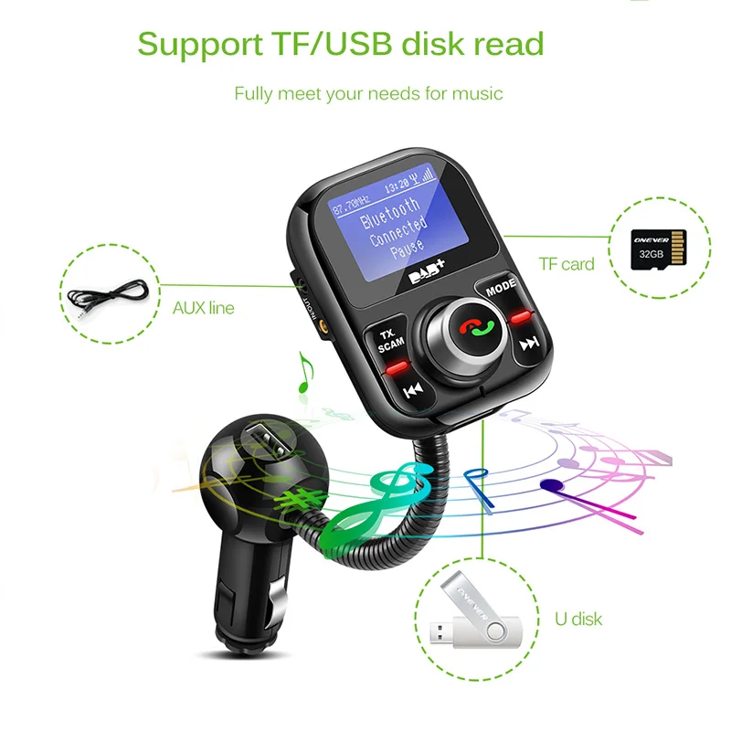 Автомобильный цифровой радиоприемник Lenvio DAB + с FM-передатчиком и ЖК-дисплеем |