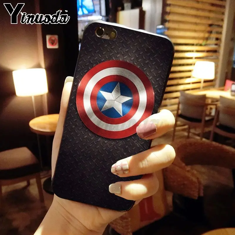 Силиконовый чехол для телефона Yinuoda supper hero marvel Captain America Shield iPhone 5 5Sx 6 7 7plus 8 8Plus X XS MAX