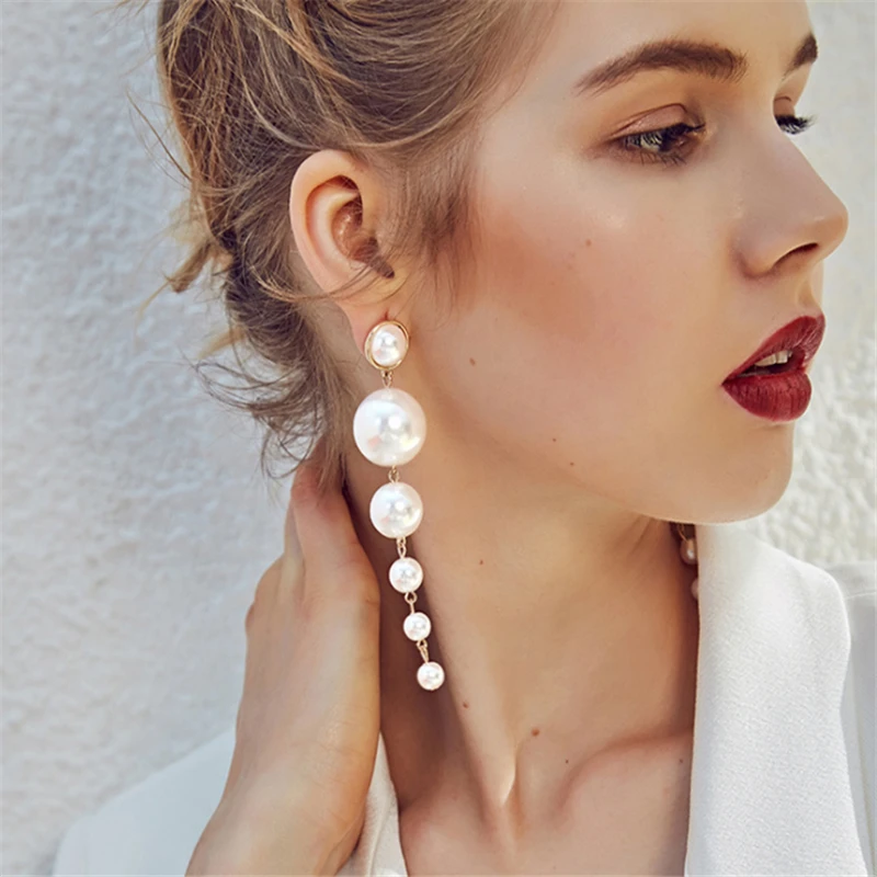 Fashion Pearl Pendant Daily Gift Lady Temperament Earrings |