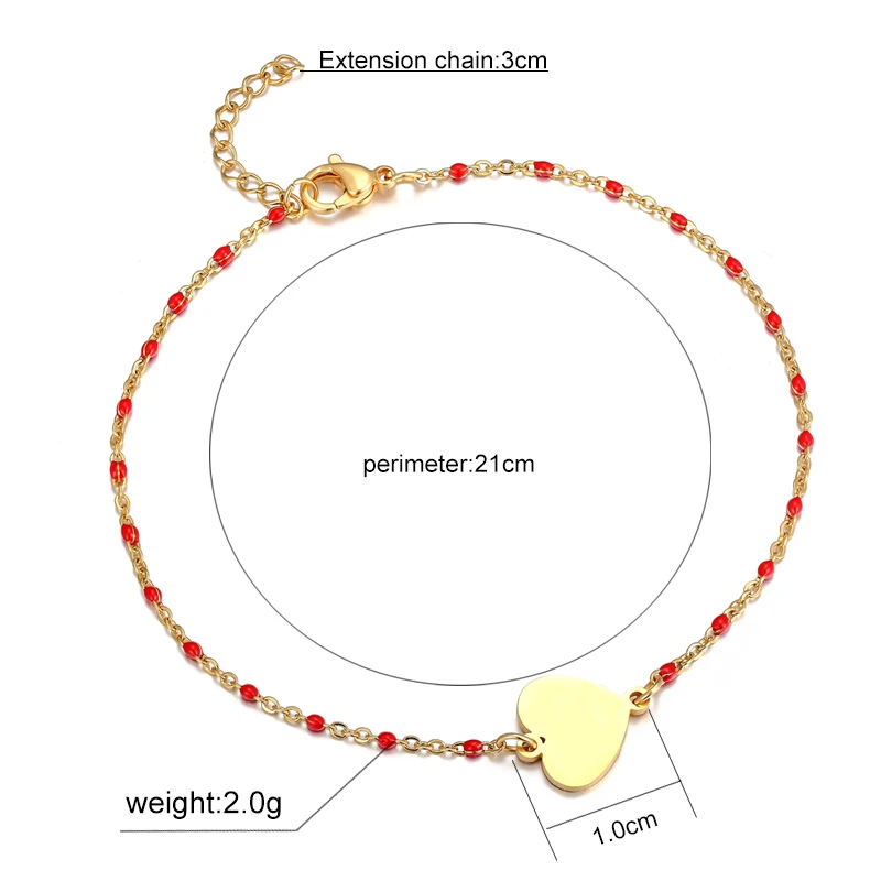Fashion Colorful Stainless Steel Anklet Women's Beads Gold Pendant Barefoot Sandals Beach Bracelet Foot Jewelry Accessories