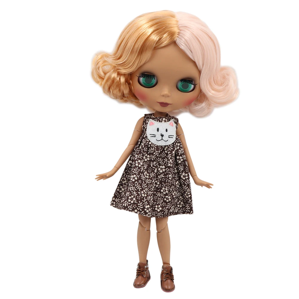 Ледяной DBS Blyth кукольные 1/6 Bjd из черной кожи Матовые шарнирное тело розовый