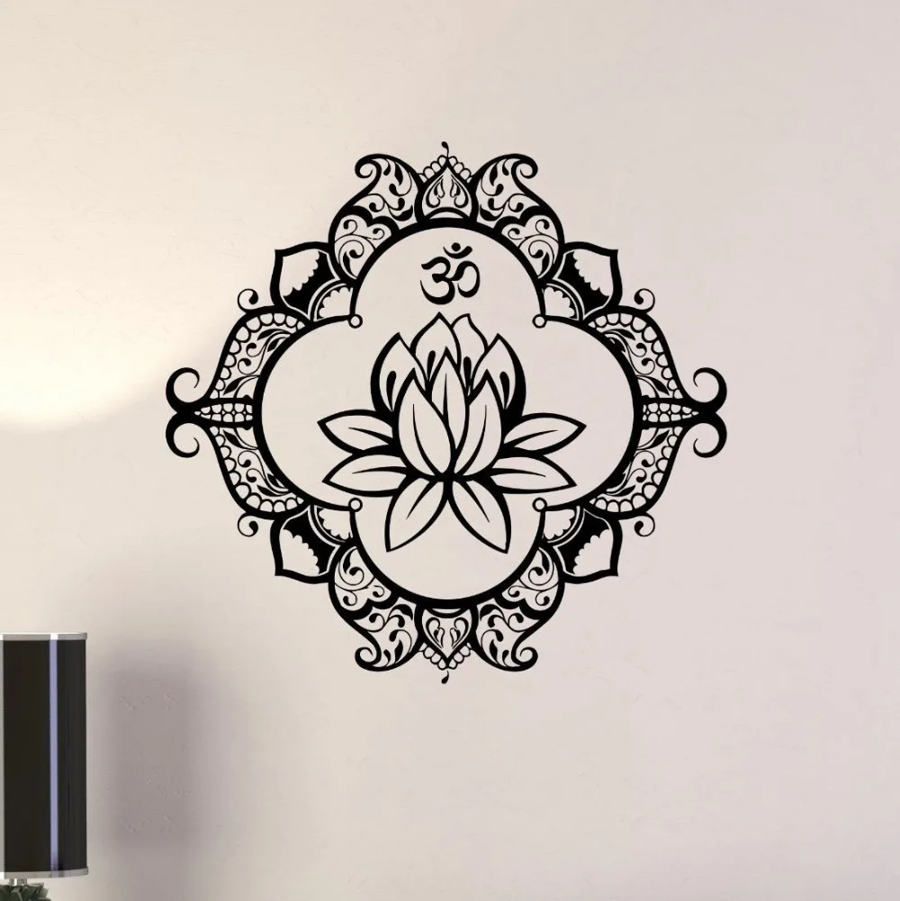 

Lotus Mandala Ornament Buddhism Home Bedroom Decoration Wall Decal Vinyl Sticker For Yoga Studio Removable Art Decor Mural z017