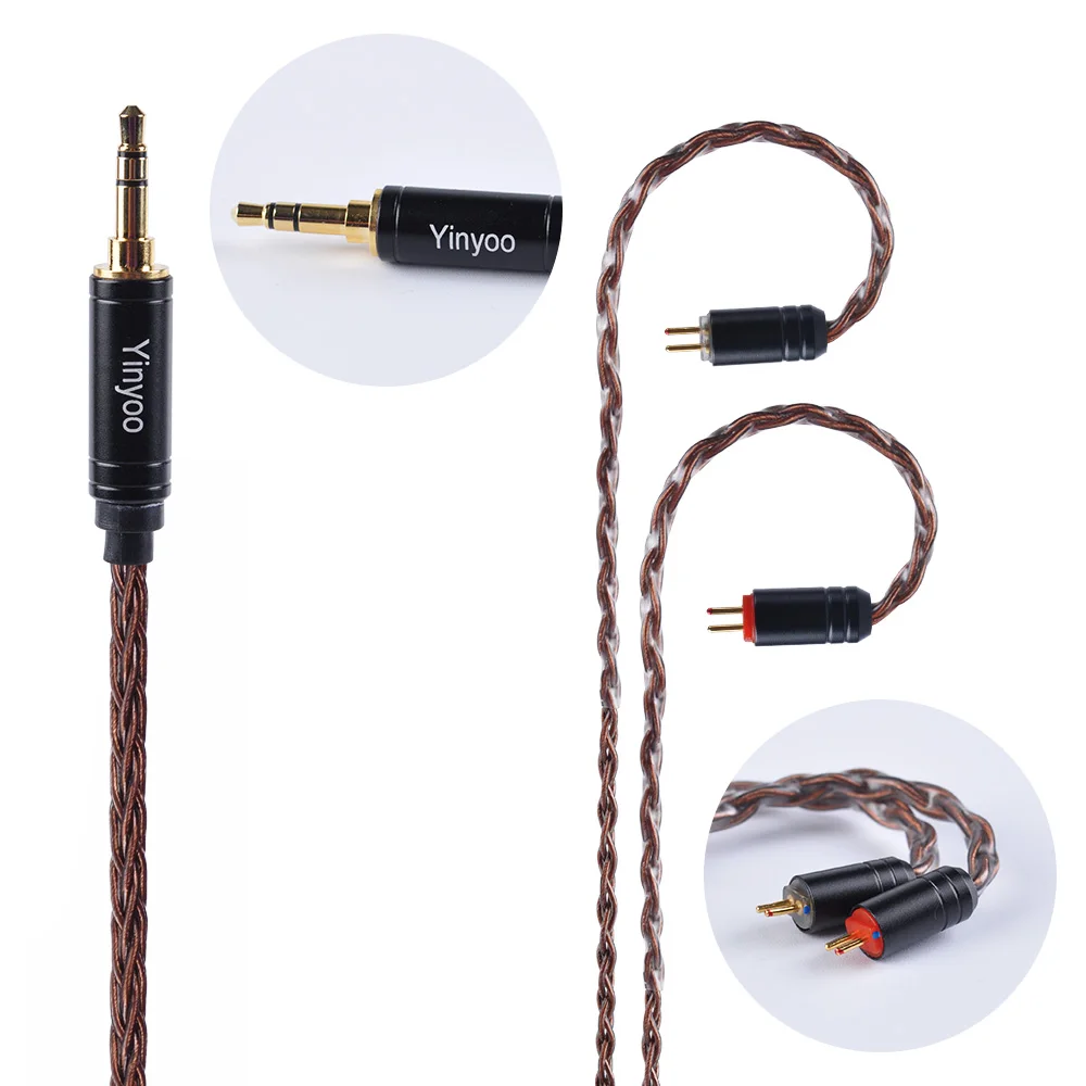 2019 Yinyoo 8 Core с серебряным покрытием кабель MMCX/2Pin разъем 4 4/3 5/2 5 мм балансный для V80 ZS10