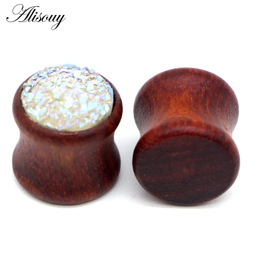 White Resin Alisouy 1 шт. новые бамбуковые деревянные беруши Измерительные серьги для женщин и мужчин телесный туннельный расширитель пирсинг ювелирные изделия - Окраска металла: White Resin