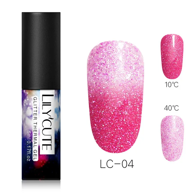 Glitter4 LILYCUTE косметика парфюмерия диспенсер 5 мл Температура изменения Цвет Гель-лак для ногтей, Термальность лак для ногтей Гель-лак био-Гели Soak Off UV лампа длительного действия хамелеон лак для ногтей Лаки - Цвет: Glitter4