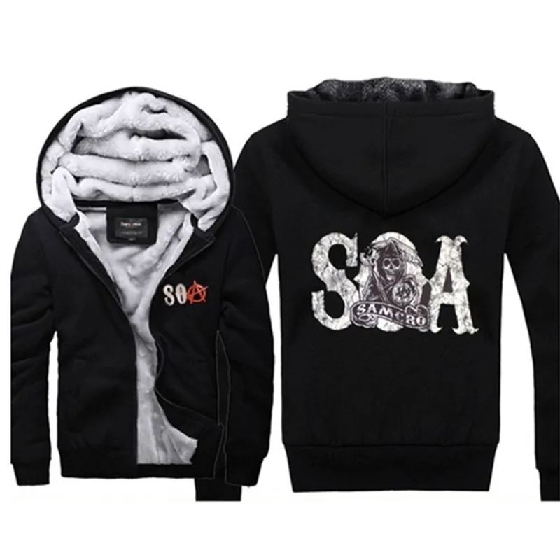 Мужская толстовка с капюшоном и принтом анархии на молнии|Костюмы из фильмов ТВ| |
