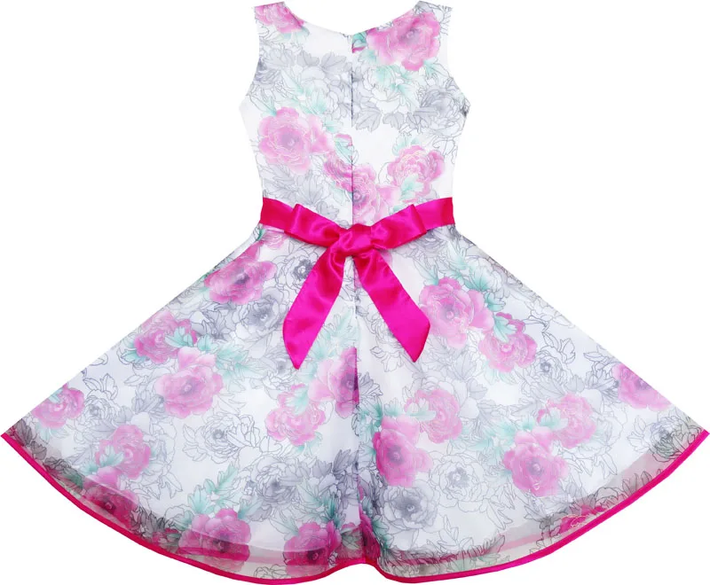 Sunny Fashion платья для девочек 3 слоя Рука Рисование пион Цветок Карнавальное шествие