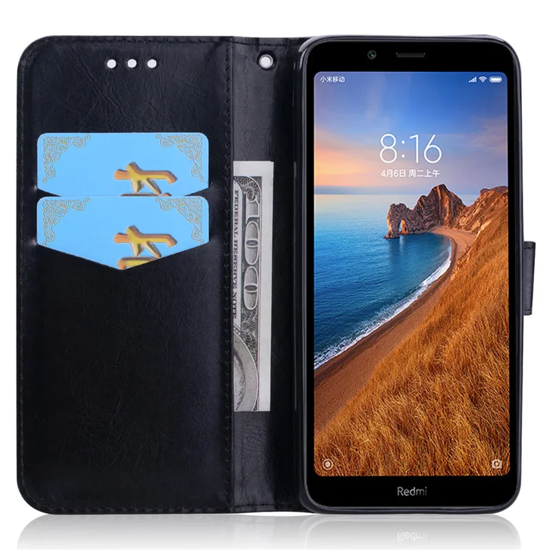 Флип чехол для Xiaomi Redmi 7A Redmi7a мягкая задняя крышка из ТПУ кошелек кожаный флип Xiomi A7