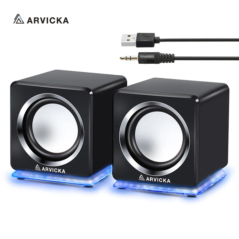 ARVICKA Проводные мини компьютерные колонки светодиодный USB 2,0 PC динамик s для ноутбука настольного телефона 6 Вт Мощный обновленный мультимедийный динамик