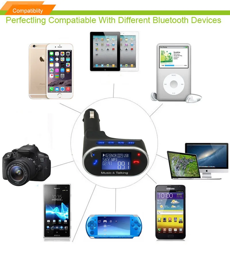 Fm передатчик ЖК дисплей Car Kit MP3 плееры Беспроводной модулятор со светодиодной