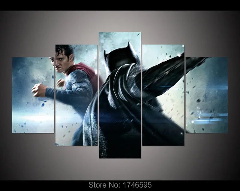 5pcs Print Batman V Superman dawn of justice Movie poster Painting on Canvas art kids children room wall decor picture /PT0527 | Дом и сад