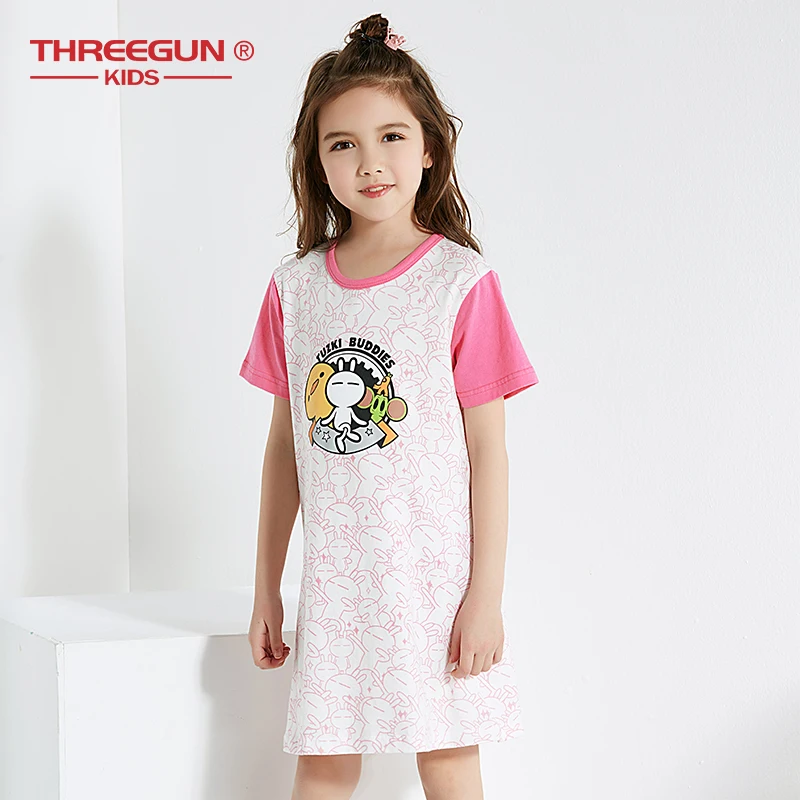 THREEGUN/Ночная рубашка; детская одежда; летние платья; пижамы для маленьких девочек; хлопковая ночная рубашка; Детская домашняя одежда для девочек; ночные рубашки