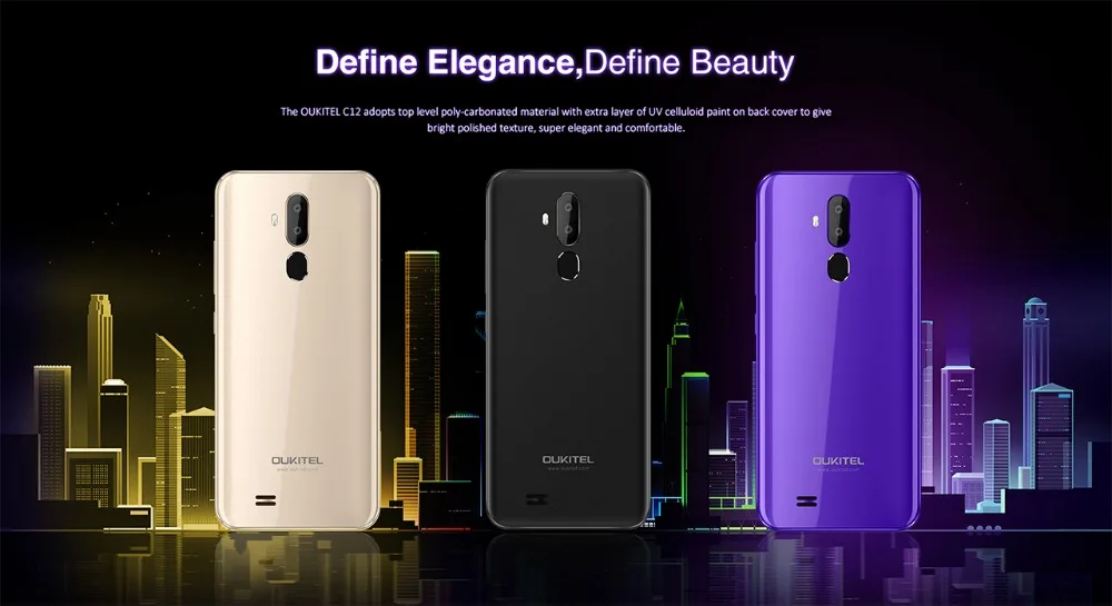 OUKITEL C12 6,1" 19:9 Android 8,1 смартфон 2 Гб ОЗУ 16 Гб ПЗУ отпечаток пальца ID мобильный телефон MTK6580 четырехъядерный 3300 мАч разблокировка