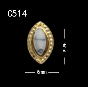 C514 10 шт./лот Японский Корейский тренд Лето ретро золотая основа плюс трещина бирюзовый камень дизайн 3D сплав для дизайна ногтей ювелирные изделия Поставщик - Цвет: C514