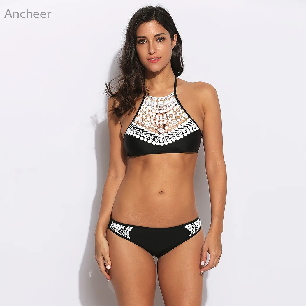 2018 сексуальное бикини со шнуровкой крючком женский купальник с высоким горлом