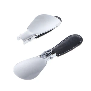 Рожок для обуви складной из искусственной кожи, черный, металлический, прочный, 2020