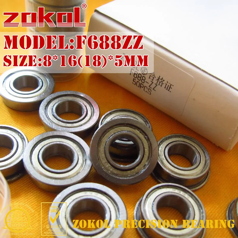 Подшипники ZOKOL F688 ZZ фланцевые подшипники F688ZZ Глубокие шаровые 8*16 (18) * 5 мм ZZ|bearing
