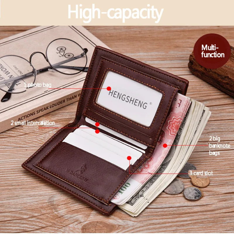 Топ 2018 Винтажный Мужской кожаный брендовый Роскошный кошелек короткие тонкие