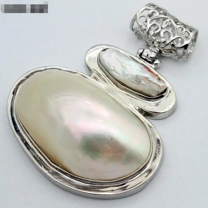 Влюбленные женщины хорошая оптовая цена 16new ^^^^ Мода редкая огромная 60x47 мм натуральная белая перламутровая оболочка кулон ракушка