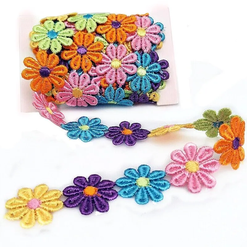 25mm White Guipure Lace Ribbon Sew On Flower with Yellow Middle for Embroidery and Craft 7LS10 | Дом и сад