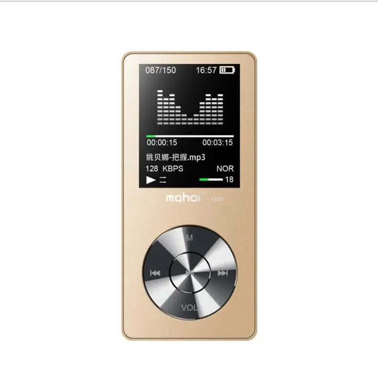 Gold portable metal mp3 player Built-in Speakers e-book fm radio clock audio recorder flac lossless HIFI sports music video player - Color: Gold