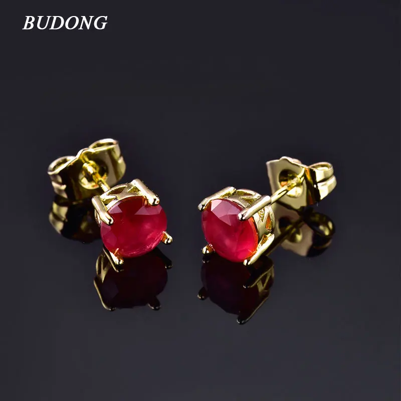 Женские серьги гвоздики BUDONG модные золотистого цвета с австрийским кристаллом