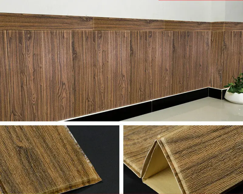 As shown DIY деревянная 3D Наклейка на стену для гостиной домашний декор PE пена водонепроницаемое покрытие для стен обои для ТВ фон 3D наклейка s - Цвет: As shown
