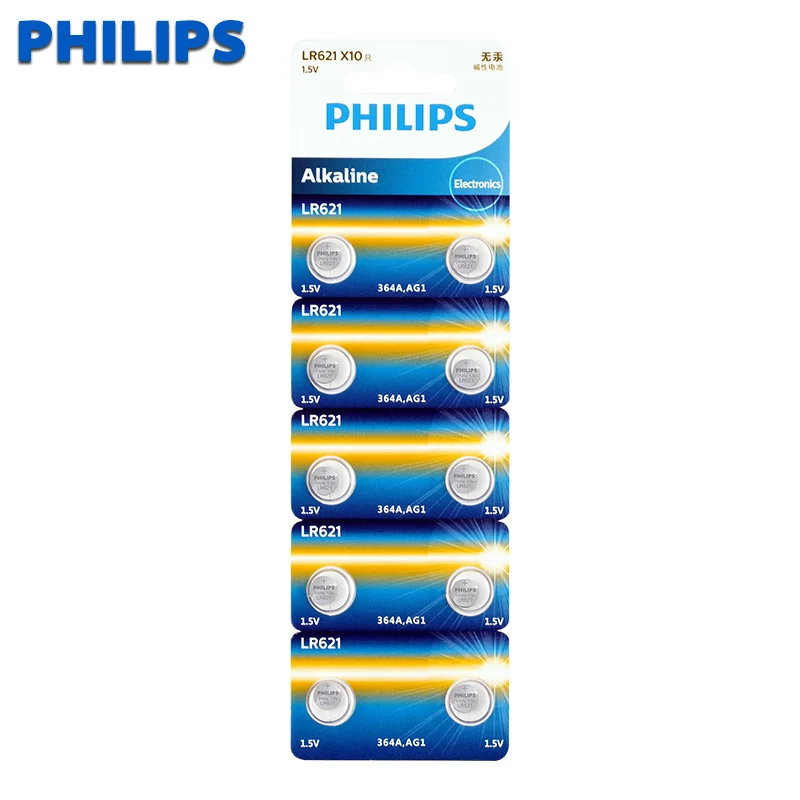 Кнопочные батарейки philips LR621 SR621 164 10 шт. LR621W CX60 364A для монет щелочные 1 5 в TR621SW часов