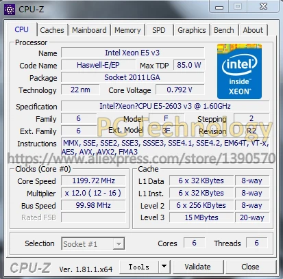 Оригинальный процессор Intel Xeon E5 V3 2603 1 60 ГГц 6 ядер 15 Мб бесплатная доставка 2603V3|intel