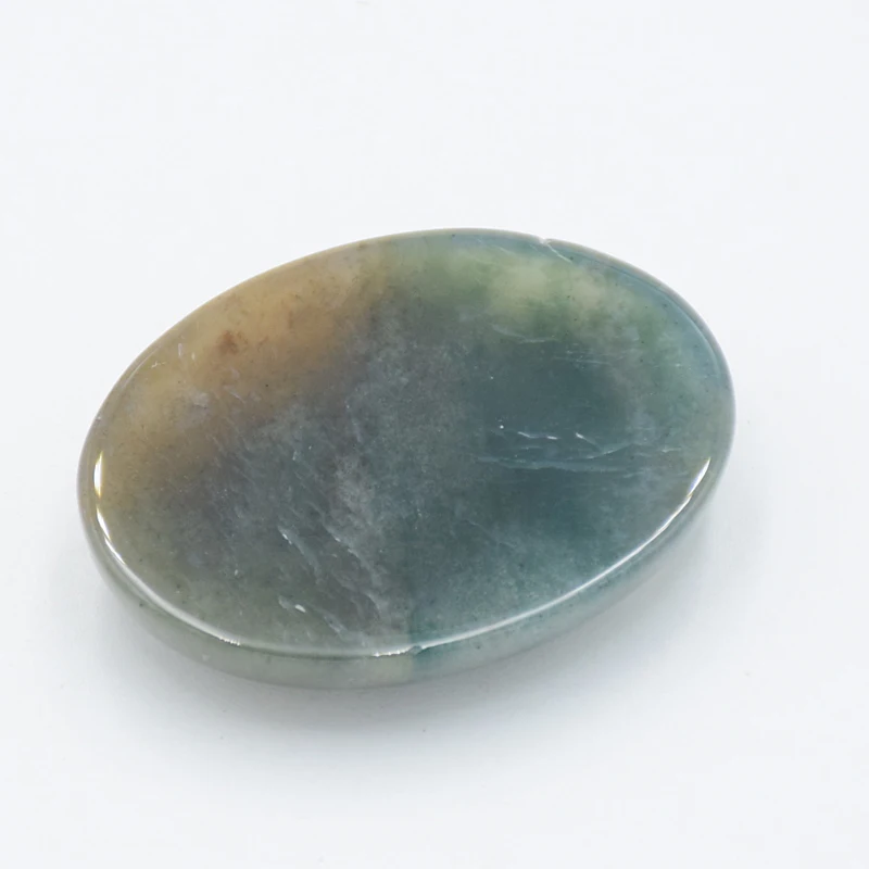 Натуральный Овальный свободный камень без сверления зеленый индийский агат