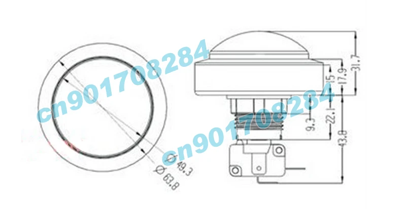 5 шт./лот 60 мм Светодиодная подсветильник ка кнопки + микропереключатели для