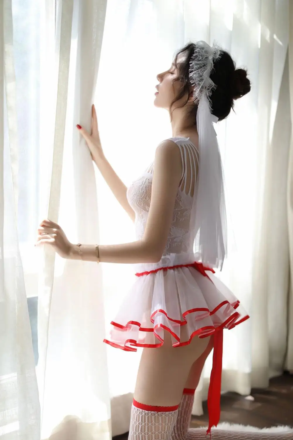 Wedding Dress Costume Women Sexy Lingerie 3 Pieces White Bride Cosply Costumes Erotic Nightwear |