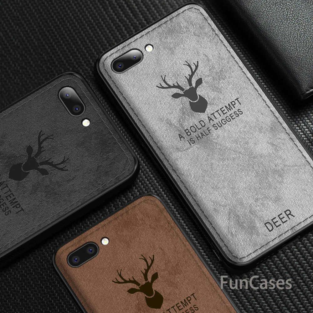 For Xiaomi Mi 8 Lite Case Retro Cloth Skin Deer Pattern Shockproof Cover A2 A1 Fabric Soft TPU Hard (E1213) | Мобильные телефоны и