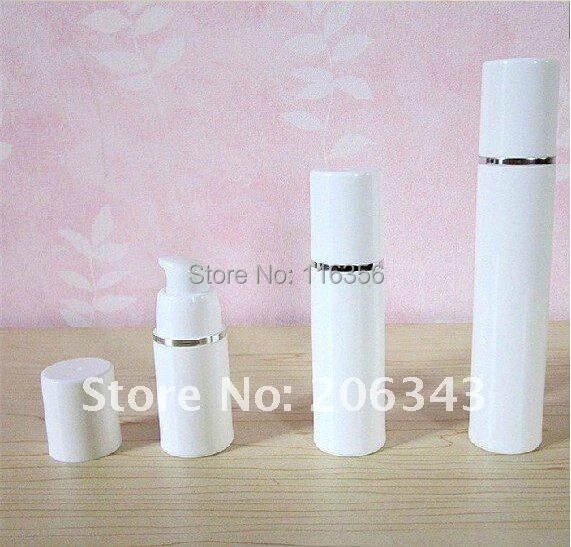 50 мл Белый безвоздушный вакуумный насос бутылка для лосьона с серебряной линией
