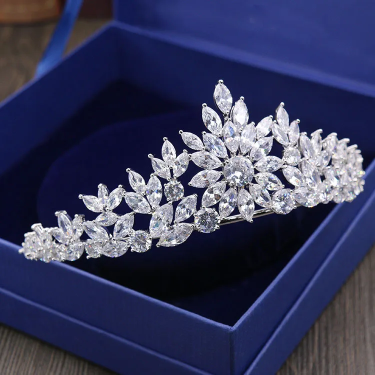 Шикарная Женская Тиара для невесты SLBRIDAL Корона из фианита королева принцесса