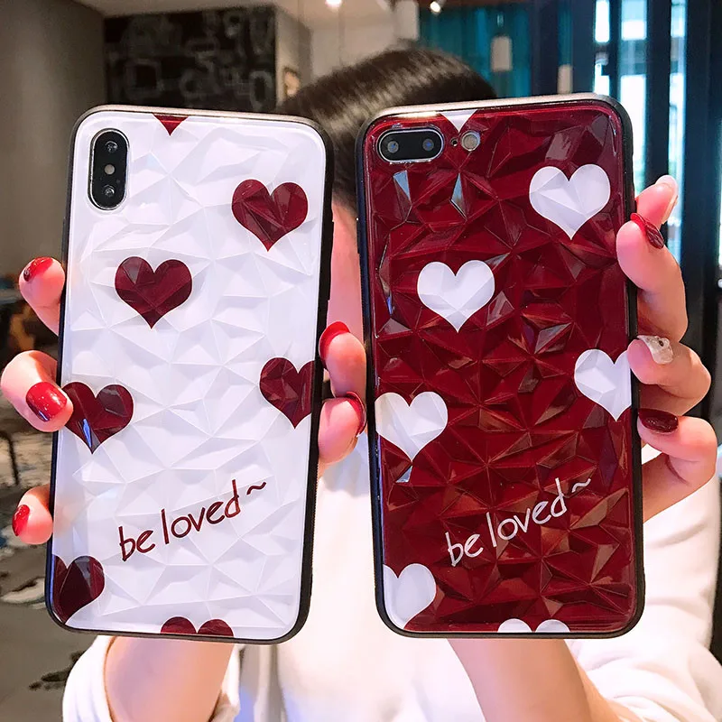 Tfshining Diamond glass Love Heart чехол для телефона iPhone XS Max XR 8 plus 7 6/6 S Plus Жесткий Чехол задней