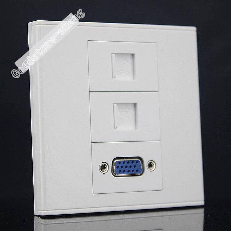 Настенная панель с 3 портами s сетевая Панель RJ45 Cat5e & VGA RJ11 для телефонного порта