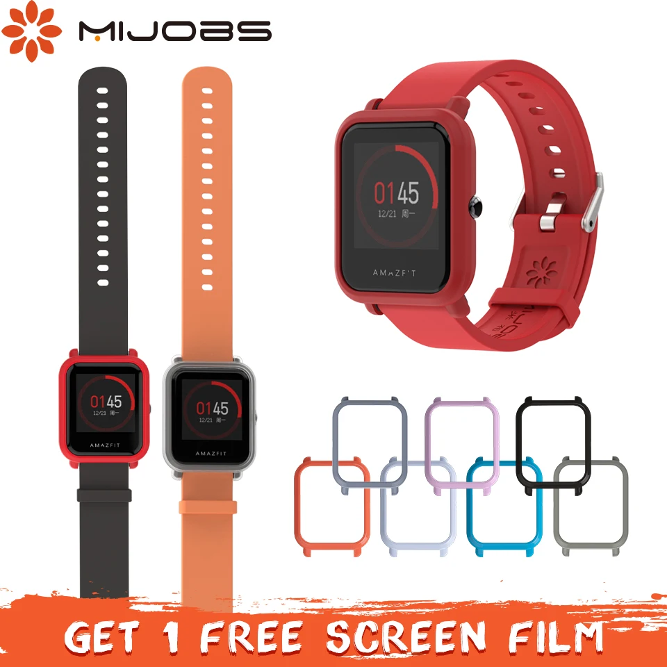 Силиконовый защитный чехол Mijobs 20 мм для Xiaomi Huami Amazfit Bip BIT PACE Lite Youth Smartwatch Браслет ремешок