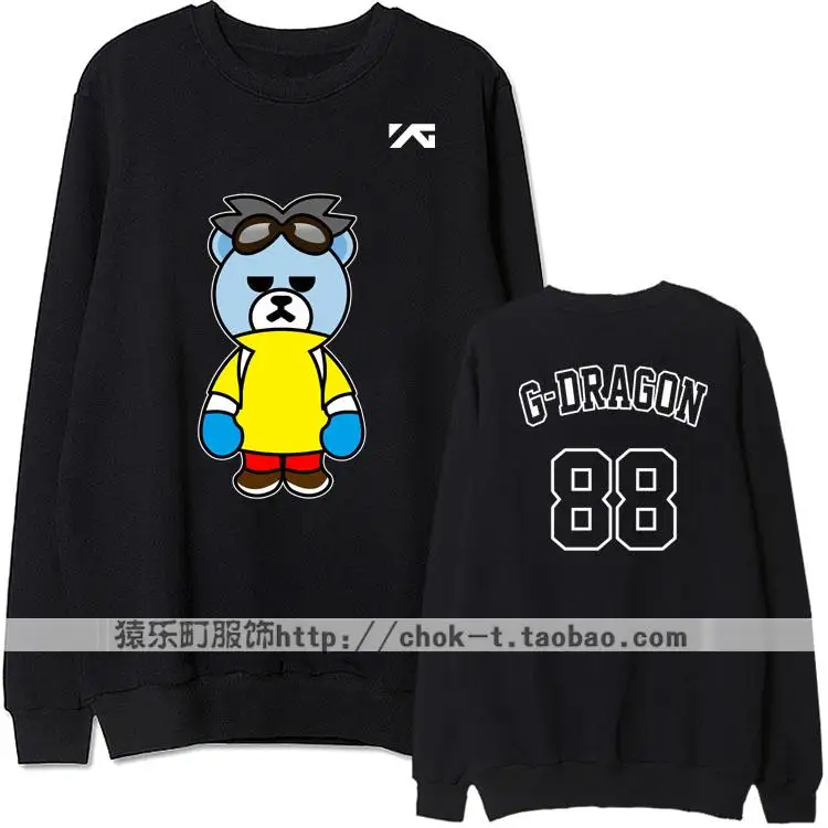 Fashion kpop bigbang bae little bear/member name printing hoodie vips supportive pullover sweatshirt for spring | Женская одежда