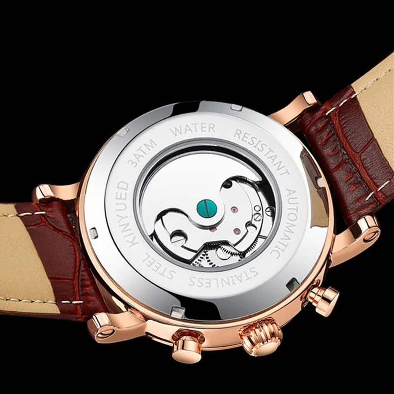 KINYUED Мужские автоматические механические часы Tourbillon Роскошные модные