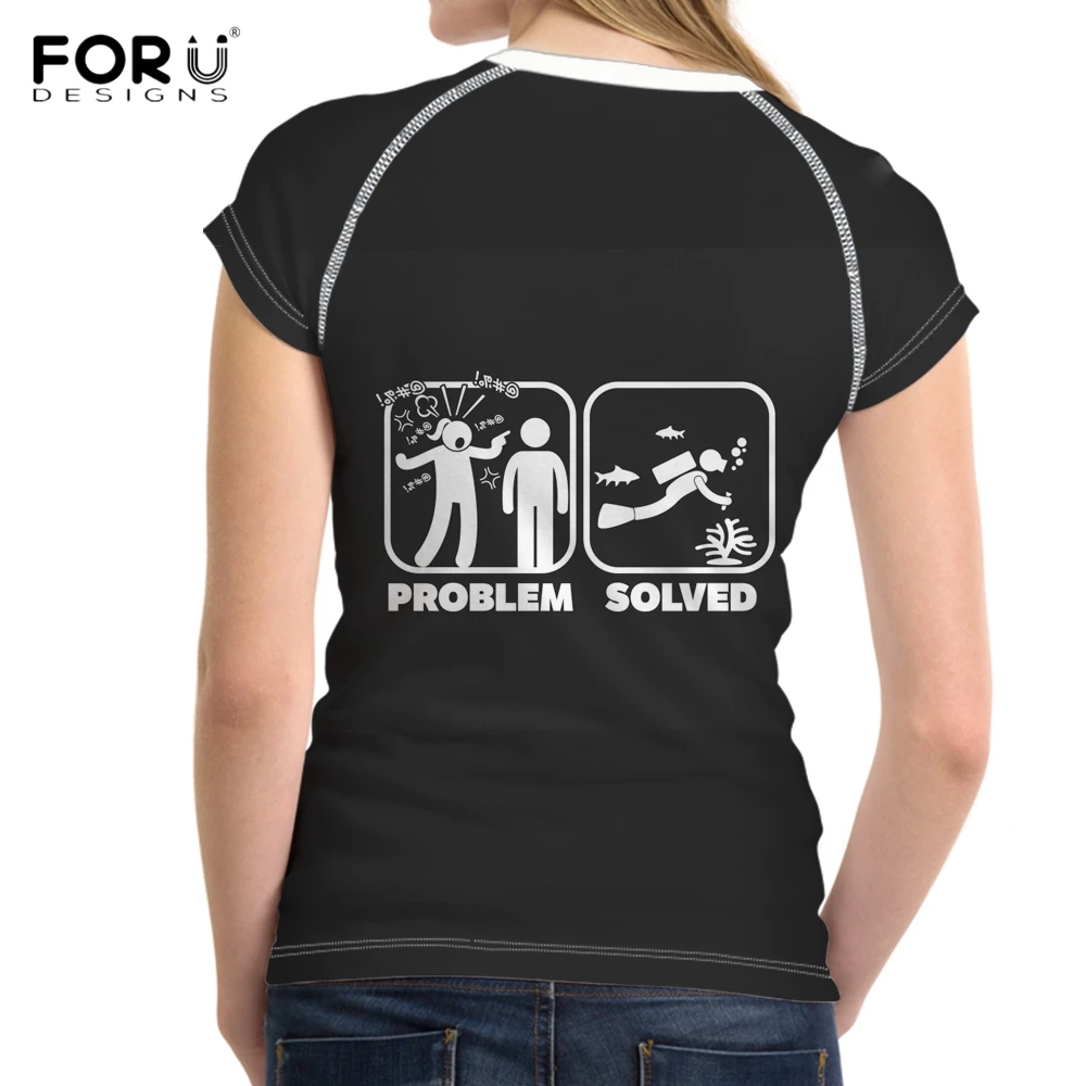 FORUDESIGNS/модные решенные проблемы футболки для девочек подростков Повседневные