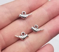 80pcslot 13x7mm bird chamsantique silver plated small bird charms diy supplies jewelry accessories