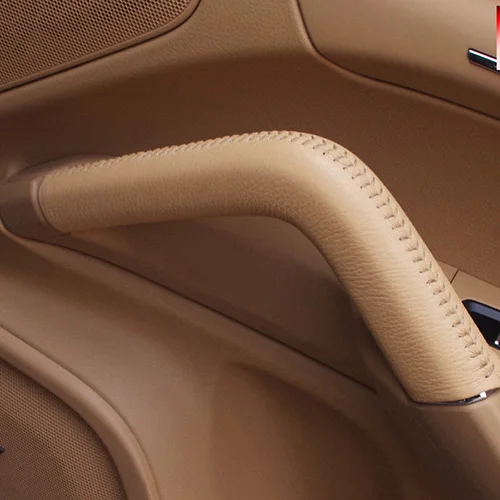 Для Porsche Cayenne 2011-2013 1 шт коровья кожа внутренняя дверная ручка/Центральная консоль подлокотник ручка Накладка - Название цвета: Beige Door Handle