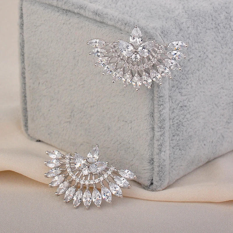 Женские серьги гвоздики с серебряным покрытием GAOLA зеленый цирконий ювелирные