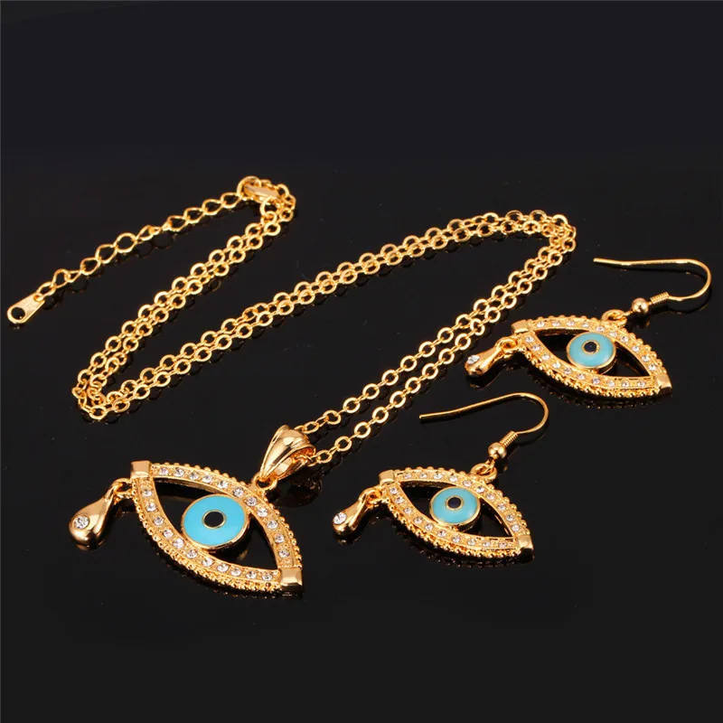 Комплект из колье и серёг с подвеской ГОЛУБЫЕ злые глаза|earrings set for women|necklace and earring